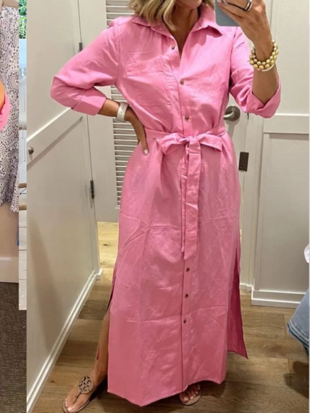 NWT! Loft - Linen Blend Maxi Pocket Shirtdress Button-Up 34965801 | Pink Punch - Picture 11 of 11